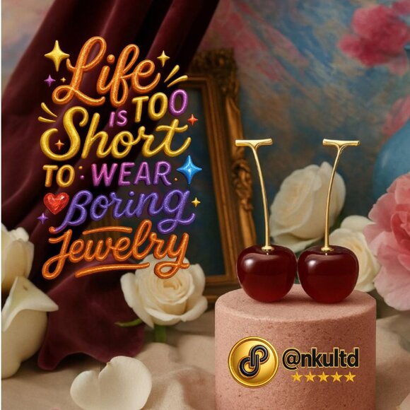 ๐๏ธTrendy Durable Fun Resin Cherry Fashion Stud Earrings โ Cute & Stylish ๐ - Picture 9 of 12